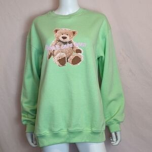 Daisy Street Dolls Kill Green Don't Care Bear Oversized Pullover Sweatshirt 4
